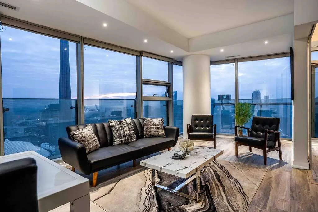 Signature View Of Cn Tower In Lux Toronto Condo Apartment